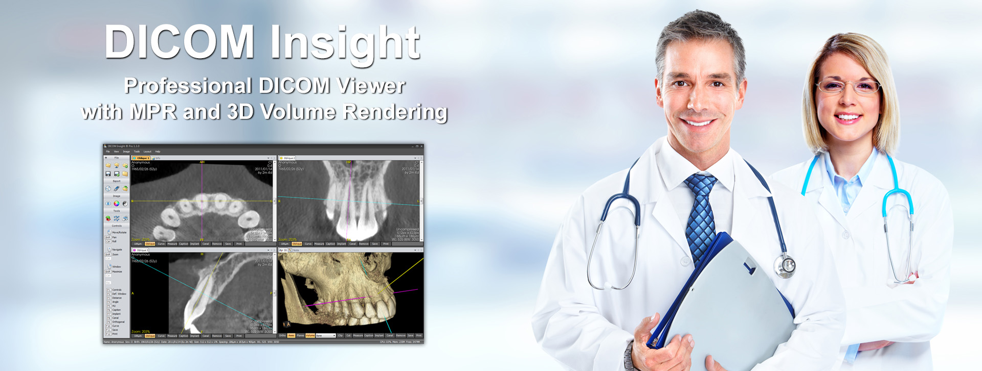DICOM Insight - Professional DICOM Viewer with MPR and 3D Volume Rendering